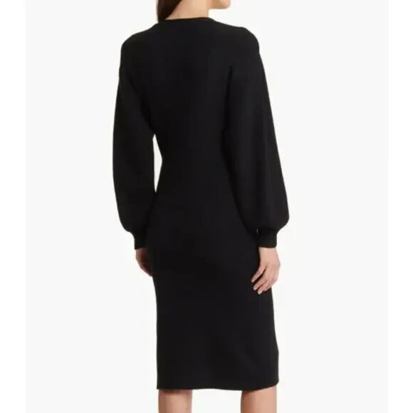 Charles‎ Henry Viscose Long Sleeve Faux Wrap Sweater Dress Size XL Black NWT - Picture 5 of 6